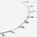 YOUBEIYEE Blue Glass Bead Chains for Jewelry Making, Dangle Crystal Silver Necklace Anklet DIY Chains Bulk with Open Jump Rings and Lobster Clasps - color: Blue Rhinestone