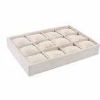 Jewelry Watch Tray, Beige Velvet Watch Jewelry Organizer 12 Grid, Stackable Watch Bracelet Bangle Display Holder, Adjustable Pillows, for Man Woman Show Birthday - color: Beige