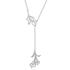 Long Necklace Sterling Silver Larait Bar Y Lariat Long Chain Drop Adjustable Necklace Gift for Her, 30" - style: Calla lily necklace