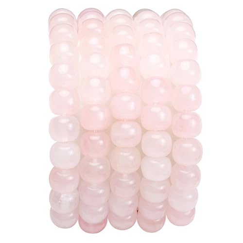 BEADIA Natural Rose Quartz Flat Cut Round Drum Stone 8mmx7mm Loose Semi Gemstone Beads for Jewelry Making 38cm - color: Rose Quartz