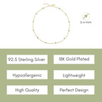Dainty Gold Necklace for Women,Trendy 18k Gold Vermeil Sterling Silver Choker Necklace Thin Beaded Choker Necklaces Womens Simple Jewelry Gift for Valentines Day - color: August - Peridot