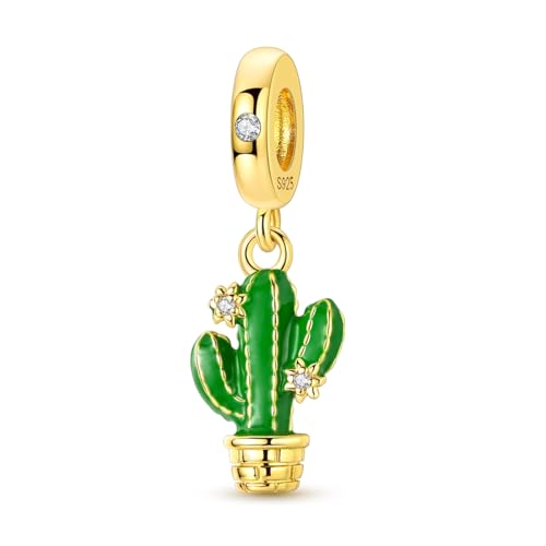 Cross Charms For Bracelets, Sterling Silver Butterfly Charms For Pandora Bracelets, Dangle Pendants & Bead Charm For DIY Jewelry - color: Cactus