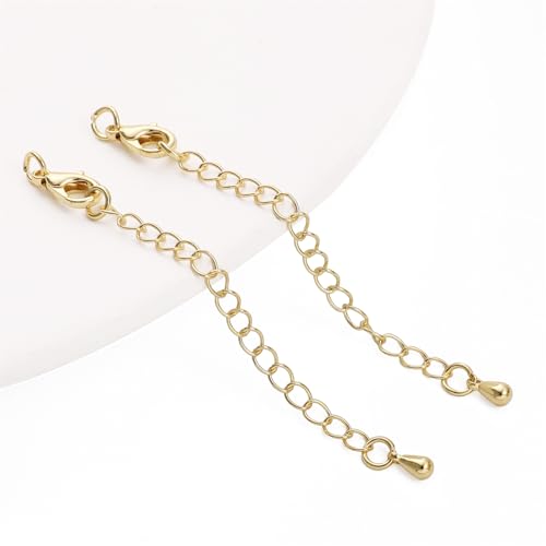 BEADIA 14K Gold Plated Extender Chains 75mm 20pcs Water Drop Extension Tail Chains for Jewelry Making Findings - color: WaterDrop