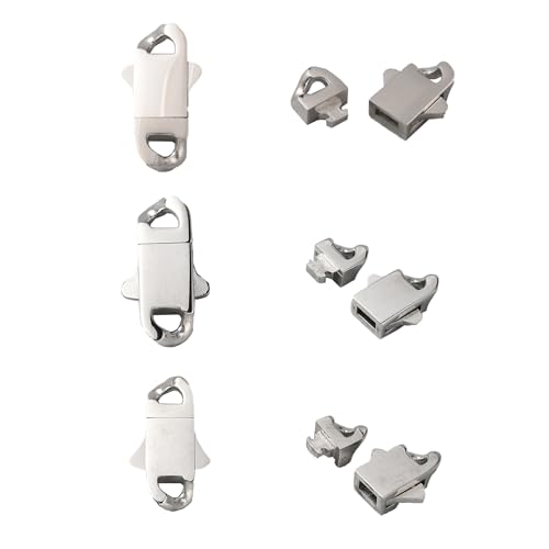 DanLingJewelry 3Pcs 3 Sizes Release Stainless Steel Buckle Clasps Spring Cuban Link Clasps for Braided Chain Necklace Jewelry Making Supplies - color: 3pcs - cuban clasps