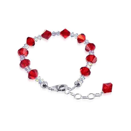 Gem Avenue Adjustable 7 to 8 inch Bracelet with .925 Silver and Austrian Crystals - color: Red