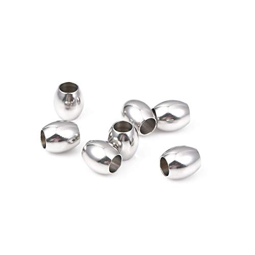 BEADIA Stainless Steel Spacer Beads 10x11mm Oval Loose Charm Caps Beads for DIY Jewelry Making 10pcs with 6mm Hole - color: 10x11mm 6mm