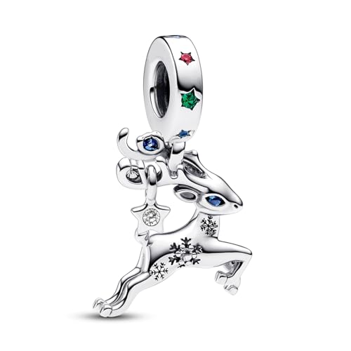 925 Sterling Silver Charms for Bracelets Gold Love and Heart Charms Cherry Blossom Dangle Beads Jewelry for Women - color: Christmas Reindeer