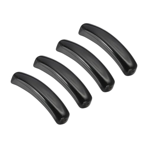 PATIKIL 4 Pcs Natural Stone, 36 x 10 mm Natural Curved Clear Quartz Stone Crystal Handmade Jade Flat Beads for DIY Crafting, Black Agate - color: Black Agate