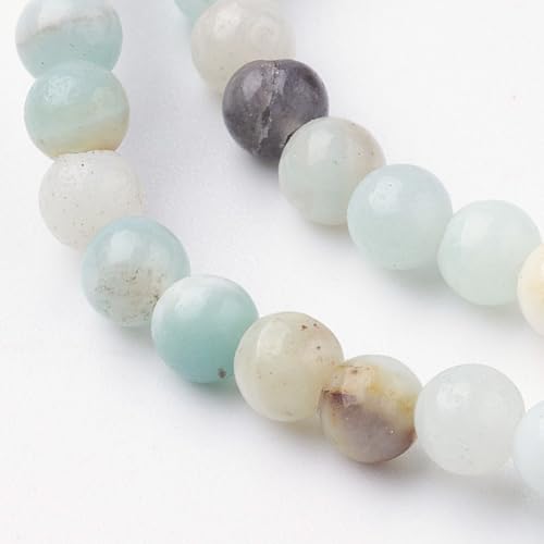 85Pcs Natural Flower Amazonite Beads 4mm Round Gemstone Beads Smooth Stone Loose Bead for DIY Bracelets Necklace Earrings Jewelry Making - color: Natural Flower Amazonite, size: 4mm