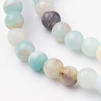85Pcs Natural Flower Amazonite Beads 4mm Round Gemstone Beads Smooth Stone Loose Bead for DIY Bracelets Necklace Earrings Jewelry Making - color: Natural Flower Amazonite, size: 4mm