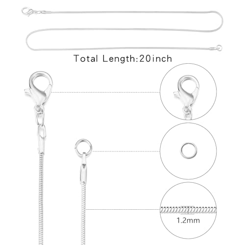 Topacket 24 Pack Necklace Chains Bulk,Silver Plated Snake Necklace Chains for Jewelry Making 20 Inches - color: Silver, size: 20inches
