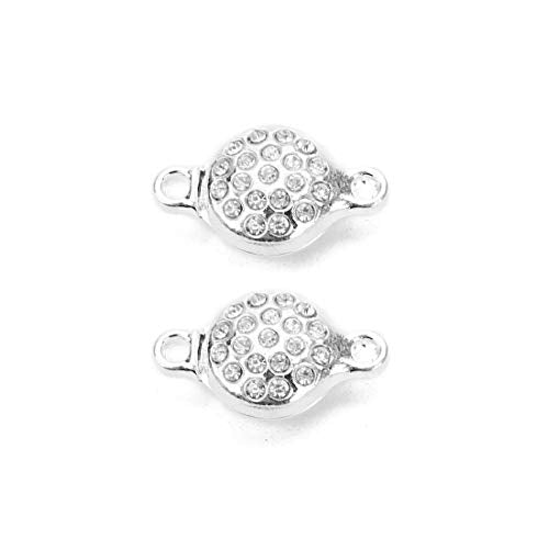 Brass Made Round Magnetic Clasps Stronger Magnetic Closure for Necklace Bracelet and Chain Keep Your Jewelry Secure 5 Sets/lot - size: 12mmX20mm & Silver & Cubic Zirconia