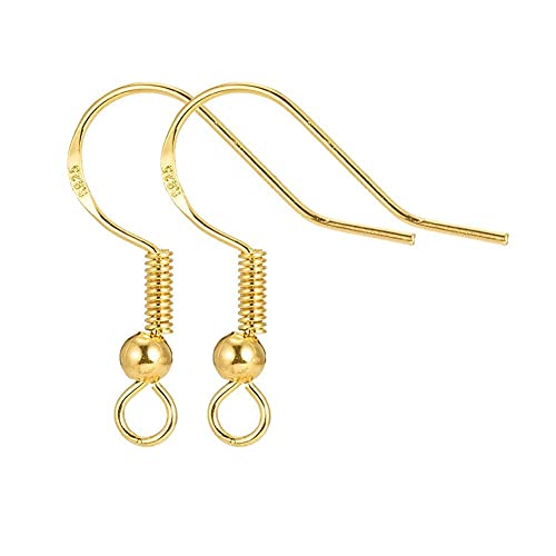 Hypoallergenic Gold Earring Hooks - 120 pcs/60 Pairs 18k Gold Nickel Free Ear Wires Fish Hooks for Jewelry Making, Jewelry findings Parts with 120 pcs Rubber Earring Backs Stopper for DIY Earrings - color: Regular 18K Gold 1