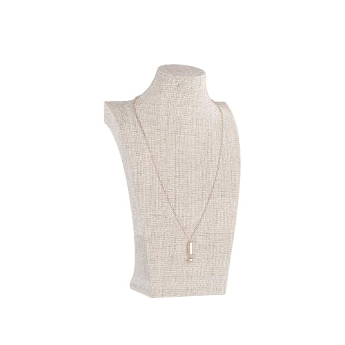 Necklace Bust Display Stand, Bust Necklace Holder, Pendant Chain Organizer for Women (Yellow Linen, S 1PCS) - color: Yellow Linen, size: 9.4" Height (1pc)
