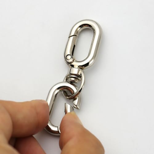 2 PCS Swivel Lobster Claw Clasp, Metal Snap Hooks, Double Opening Key Chain Clip for Bag Car Keychain Making Purse Straps - color: Silver