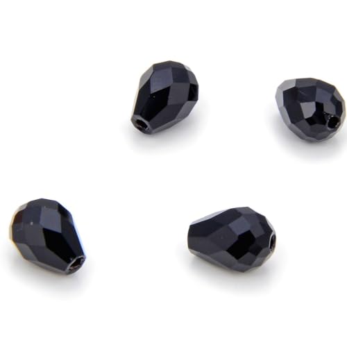 24pcs Adabele Austrian 8mm Faceted Teardrop Loose Crystal Beads Jet Black Compatible with 5500 Swarovski Crystals Preciosa SST-823 - color: Jet Black, size: 8mm x 6mm - 24pcs