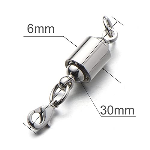 Zpsolution Screw Locking Magnetic Necklace Clasps Safety Magnetic Jewelry Clasps and Closures 6mm Silver - color: Silver