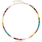 AGOT Beaded Gemstone Necklace for Women: Boho Bead Choker Natural Stone Necklaces - Handmade Jewelry for Summer Beach - color: Colorful