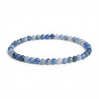 Angelstones Natural Gemstone Small Beaded Stretch Bracelet, 4mm Faceted Round Beads, Crystal Healing Bracelet for Women - color: Blue Aventurine