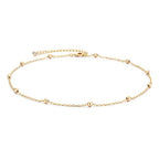 MEVECCO Dainty Gold Chain Choker Necklace 14K Gold Plated Handmade Boho Cute Tiny Beaded Link Choker Necklace Delicate Simple Minimalist Choker Necklace for Women - style: Beaded GD