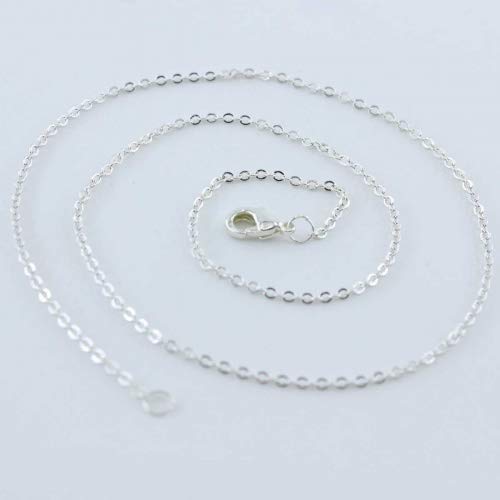 Wholesale 12 PCS Silver Plated Solid Brass Flat Cable Chains Bulk for Jewelry Making (18 Inch(1.5MM)) - color: Silver, size: 18 inch-0.059 inch