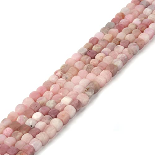 Natural Peruvian Pink Opal Gemstone 4mm Faceted Cube Square Loose Beads 16 Inch for DIY Jewelry Making Beads - color: Peruvian Pink Opal