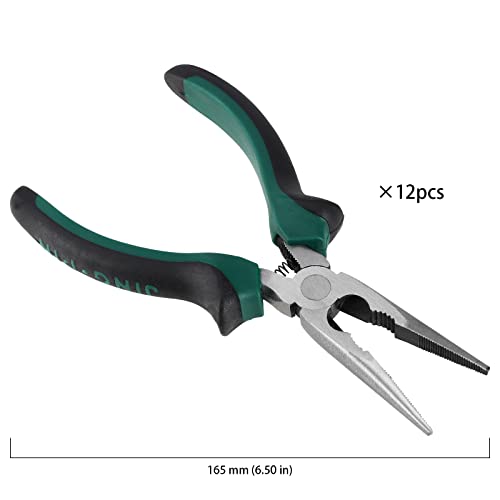 HOIGON 12 Pack 6 Inch Needle Nose Pliers, Spring Loaded Needle Nose Pliers with Wire Cutter and Strippers, Side Cutting Long Nose Pliers for Cutter and Bending Wire, Jewelry Making