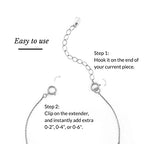 Necklace Bracelet Extender for Women Men - 14K Gold Filled or Solid 925 Sterling Silver Extension, Medium Size Jewelry Chain Durable Strong Removable 2" 4" or 6" Made in USA (Single Piece) - style: 925 Sterling Silver / 2"