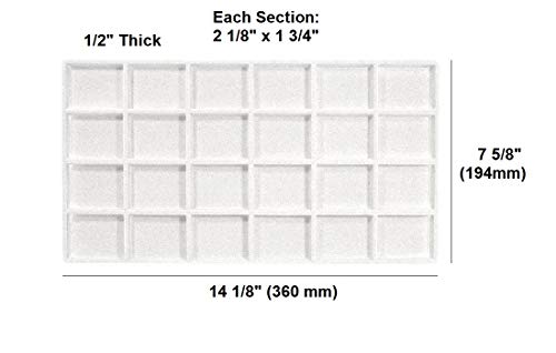 888 Display USA - 3 Piece White 24 Slot Coin Jewelry Showcase Display Tray Flocked Inserts - color: White