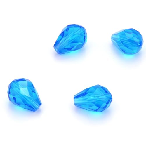 24pcs Adabele Austrian 8mm Faceted Teardrop Loose Crystal Beads Capri Blue Compatible with 5500 Swarovski Crystals Preciosa SST-825 - color: Capri Blue, size: 8mm x 6mm - 24pcs