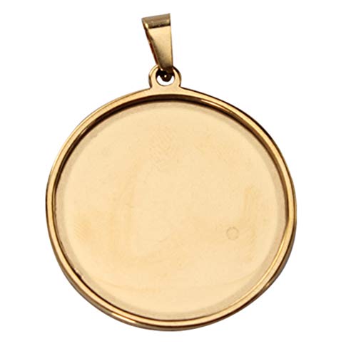 10pcs stainess steel cabochon base setting 25mm round cameo pendant trays diy jewelry blank bezel for necklace making (25mm gold) - size: 25mm Gold