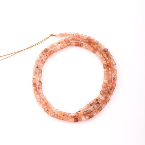 Faceted Natural Orange Sunstone 2-3mm Cube Square Loose Beads Gemstone Small Loose Beads Healing Crystal Energy Stone for DIY Jewelry Making 15" - color: Orange Sunstone