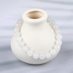LPBeads Handmade Natural Gemstone Stretch Elastic Bracelet Healing Crystal Round Stone Beads Jewelry Gifts for Women Men - color: White Jade, size: 8mm