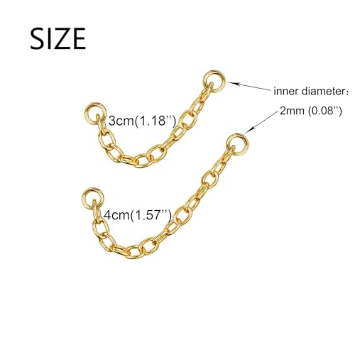 4Pcs Gold Earrings Connector Chains Set for Women, Convertible Dangle Chain for Double Piercings 50mm - color: silver and gold 4pcs