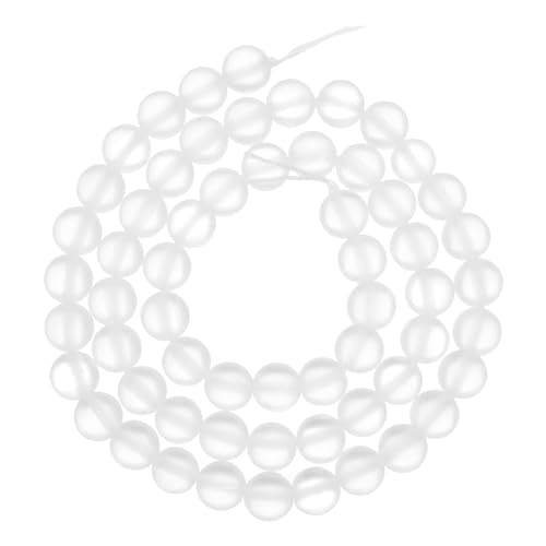 uxcell Matte Crystal Glass Beads 6mm Synthetic Frosted Shining Semi-Precious Round Loose Beads Synthetic Moonstone for Jewelry Making DIY Bracelet, White Silver - color: White Silver, size: 6mm