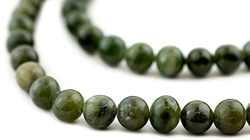 The Bead Chest Round Green Nephrite Jade Beads (10mm) - size: 10mm