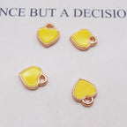 200 pcs Tiny Heart Enamel Charm Gold Plated Alloy Love Pendant Bracelet Earring Keychain Jewelry Crafts 6x8mm - color: Yellow