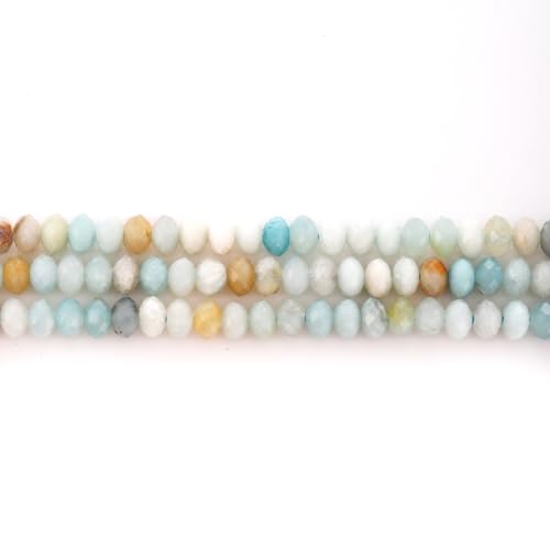 Faceted 4x6mm Natural Amazonite Stone Rondelle Spacer Gemstone Beads Loose Semi Gemstone Beads for Jewelry Making - color: Amazonite