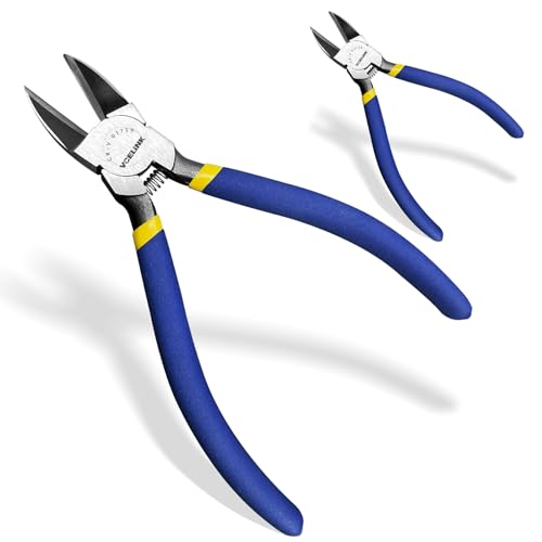 VCELINK Wire Cutters, 6-inch Side Cutter, CR-V Small Flush Cutter, 2 Pack Professional Small Wire Cutter with Spring-loaded for Artificial Flowers, Floral, Jewellery Making, and DIY Model Making - size: 6"x 2 PCS