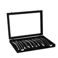 Wudygirl Jewelry Organizer Necklace Organizer Box 20 Hooks Necklaces Holder Display Case Black Velvet Jewelry Organizer with Clear Lid(Black Necklace Tray) - style: Necklace Tray