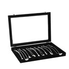 Wudygirl Jewelry Organizer Necklace Organizer Box 20 Hooks Necklaces Holder Display Case Black Velvet Jewelry Organizer with Clear Lid(Black Necklace Tray) - style: Necklace Tray