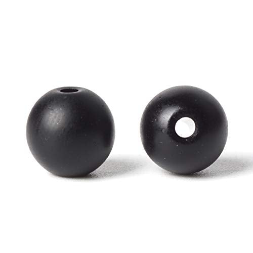 100Pcs Natural Stone 6mm Glass Black Matte Round Loose Gemstone Energy Healing Beads Hole Size 1mm DIY Smooth Beads Jewelry Making - color: Black Matte Beads, size: 6mm