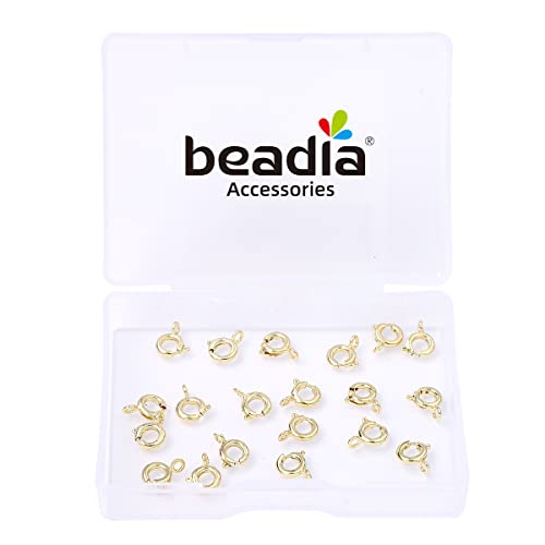 BEADIA 14K Gold Plated Spring Clasps Non Tarnish 6mm 20pcs for Jewelry Making Findings - color: Spring Clasps 14K Gold, size: 6mm