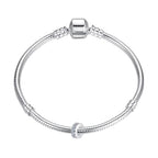 Clip Stopper Charms Sterling Silver Rondelle Spacer Bead Charm Stopper Charm for Pandora Charm Bracelets - color: White（1pcs）