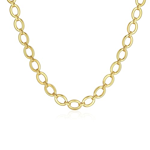 Gold Necklace for Women - Chunky 14K Gold Plated Chain Necklace Cuban Link Paperclip Chain Herringbone Statement Choker Necklace for Women Simple Trendy Jewelry Gifts - style: 10mm-paperclip chain-gd-3