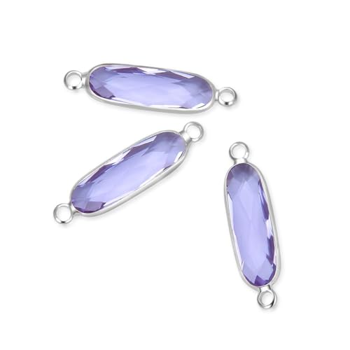 5pcs Adabele Grade A June Alexandrite Purple Birthstone Connector Link 21mm Rectangle Bar Sterling Silver Plated Crystal Rhinestone Bead for DIY Craft Jewelry Making CCP9-S6 - color: June/Light Alexandrite - Silver Plated, size: 21mm (0.83") - 5pcs