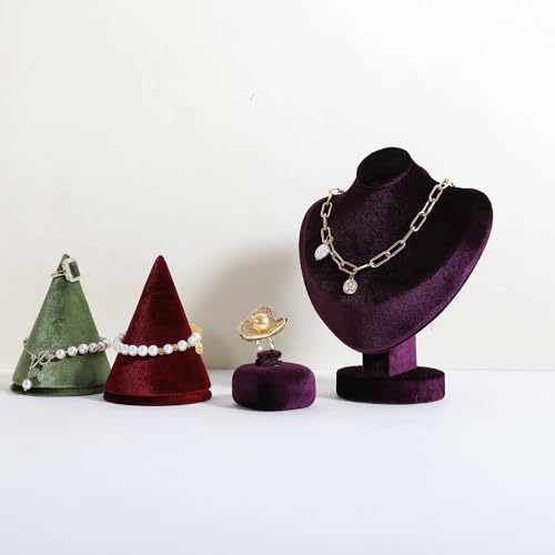 Velvet Necklace display stand for Selling, Jewelry Bust Mannequin for Show, Small Necklace Holder Stand【Purple】 - color: Purple