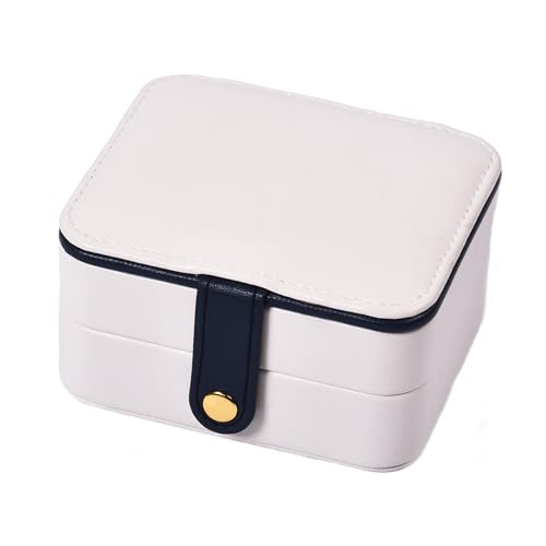 Travel Jewelry Box, Easy Carried Small Jewelry Organizer for Women Girls, PU Leather Mini Holder Box Storage Case Portable, Necklace, Earring, Rings, Bracelets, White Square - color: White ( Square )