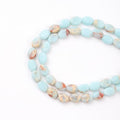 6×8mm Natural Azure Imperial Jasper Gemstone Loose Beads Flat Oval Healing Crystal Loose Stone Beads for Jewelry Necklace Bracelet Earring Craft - color: Azure Imperial Jasper