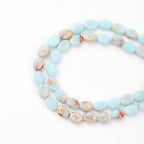 6×8mm Natural Azure Imperial Jasper Gemstone Loose Beads Flat Oval Healing Crystal Loose Stone Beads for Jewelry Necklace Bracelet Earring Craft - color: Azure Imperial Jasper